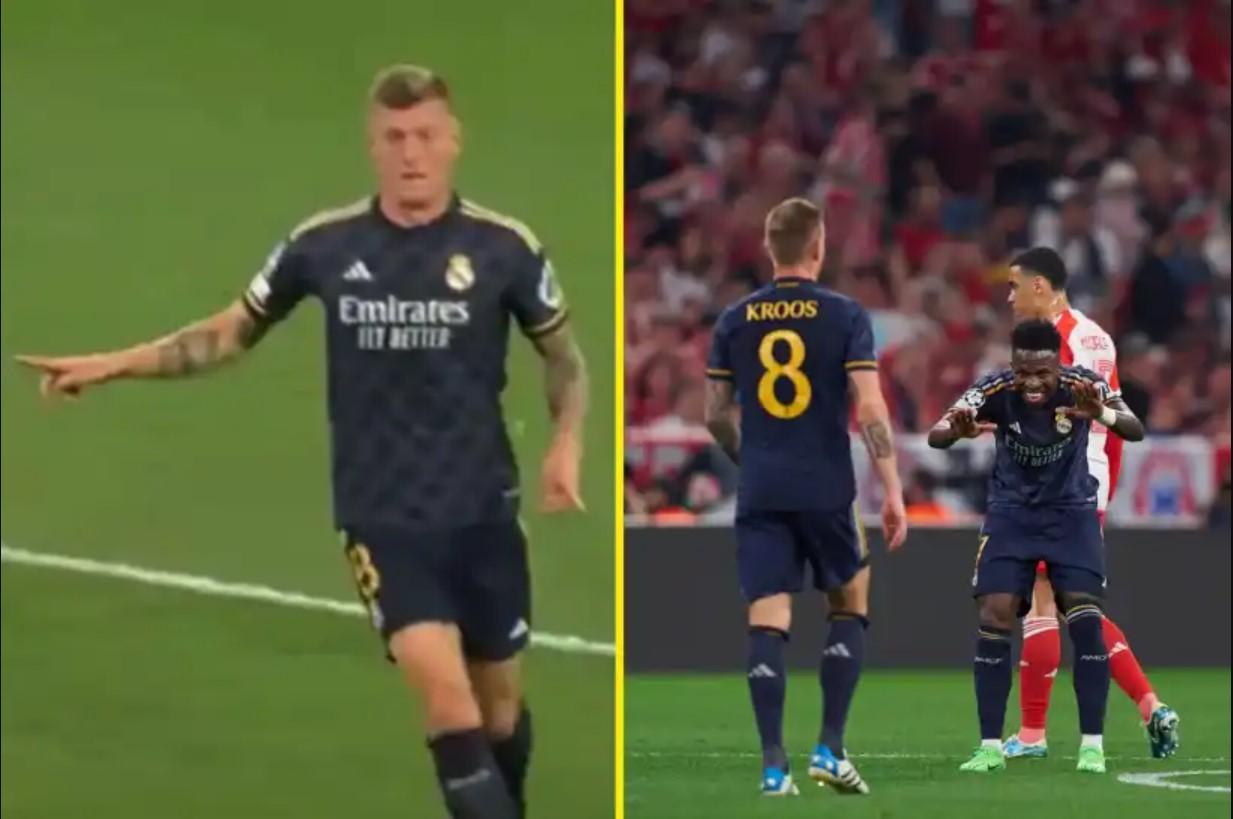 Toni Kroos chuyền bóng tuyệt vời, giúp Vinicius ghi bàn mở tỷ số cho Real Madrid