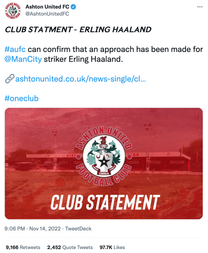 Ashton United moi Haaland