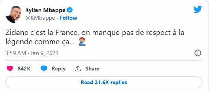 Mbappe bao ve Zidane