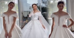 VIDEO: Bạn gái Bùi Tiến Dũng đẹp rạng ngời trong bộ váy cưới đắt tiền, khoe thần thái đỉnh cao