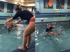 VIDEO: Teacher throwing an 8-month-old boy into the water to learn swimming get 75 million views