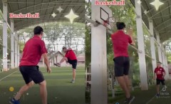 VIDEO: HLV Kiatisuk chơi bóng rổ 'tưởng tượng' cùng các trợ lý ở HAGL