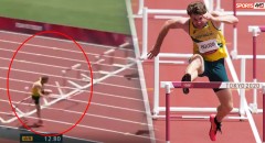 VIDEO: VĐV nhảy rào làm đổ 7 trên 10 rào nhưng vẫn không về đích cuối cùng