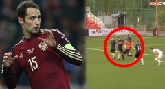 VIDEO: Cựu tuyển thủ Nga 'đánh gục' trọng tài vì bị rút thẻ đỏ