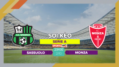 Soi kèo Sassuolo vs Monza, 23h30 ngày 2/10/2023