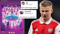 Zinchenko khiến CĐV Arsenal 'nổi cơn thịnh nộ' sau khi gửi thông điệp chúc mừng đến mái nhà xưa