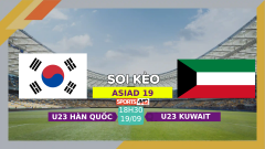 Soi kèo U23 Hàn Quốc vs U23 Kuwait, 18h30 ngày 19/9/2023