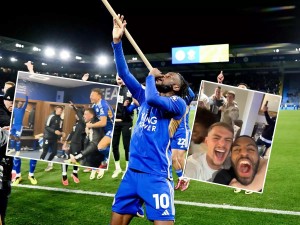 Cầu thủ Leicester City vui mừng điên cuồng sau khi chính thức lên chơi Ngoại hạng Anh mùa giải tới